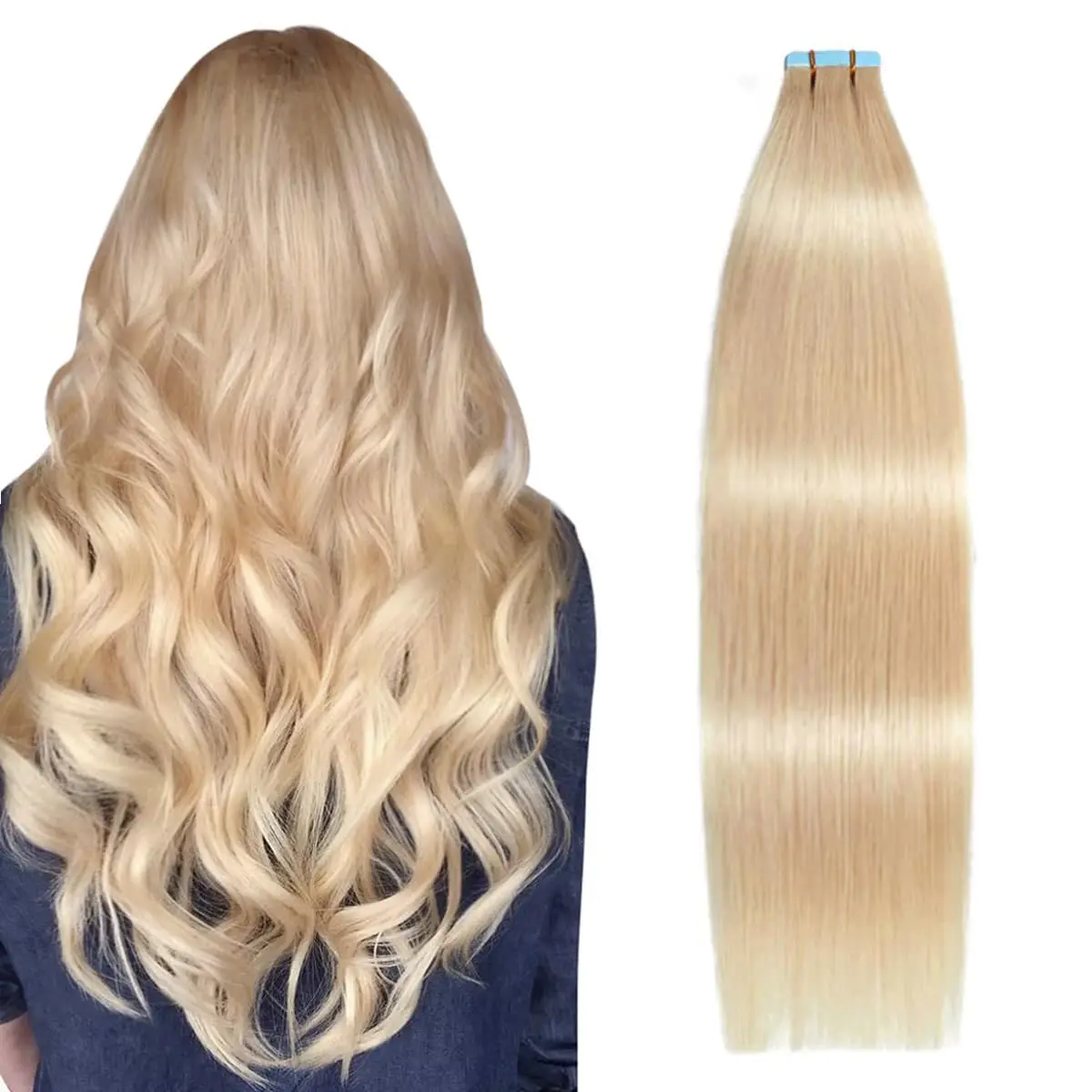 

Tape in Hair Extensions Human Hair #16 blonde 100% Remy Hair 30inch 20pcs 50g/pack Straight Seamless Skin Weft Tape in Hair