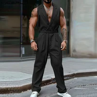 INCERUN 2024 American Style Fashion Jumpsuits Men's Simple Solid All-match Rompers Streetwear Hot Sale City Walk Bodysuits S-5XL 2