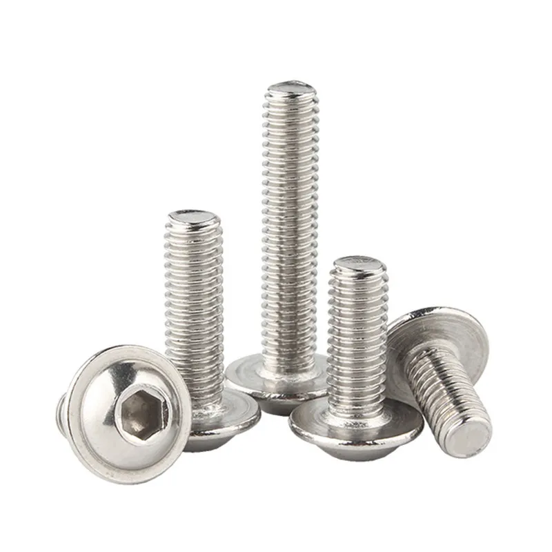 Stainless Steel Screw M2 M2.5 M3 M4 M5 M6 M8 M10 A2-70 Hexagon Socket Button Head Screws with Collar Bolt 10pcs/lot