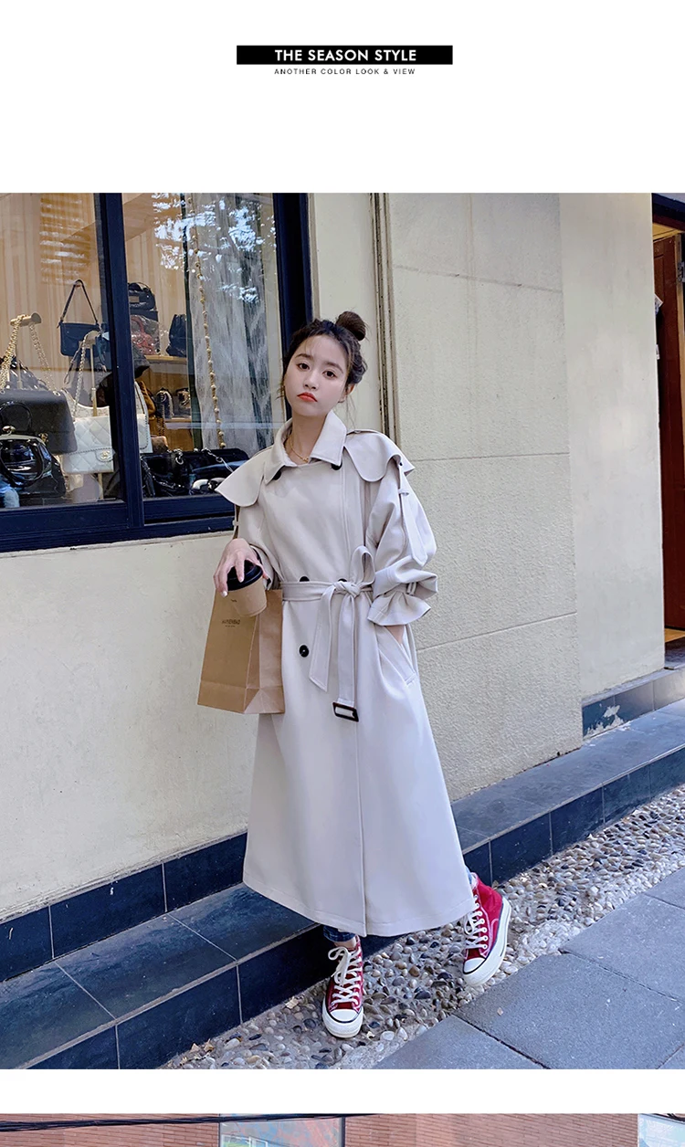 long duvet coat Fashion New Spring Autumn Women Trench Coat Long Double-Breasted Lady Duster Coat Windbreaker Outerwear Female Purple Beige Khak white puffer coat