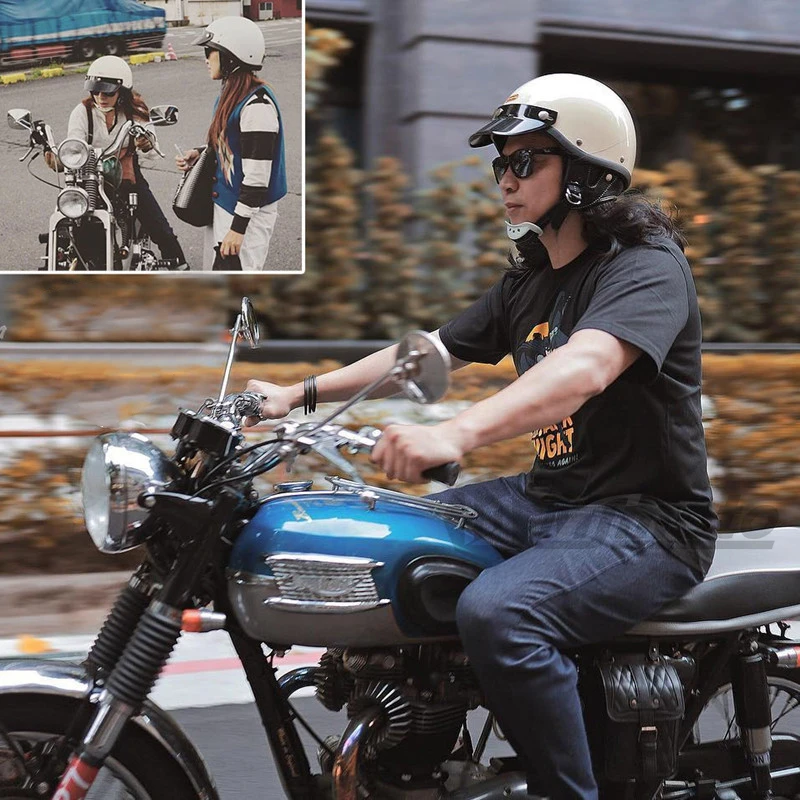 Demi-casque de moto rétro pour homme, casque de scooter demi