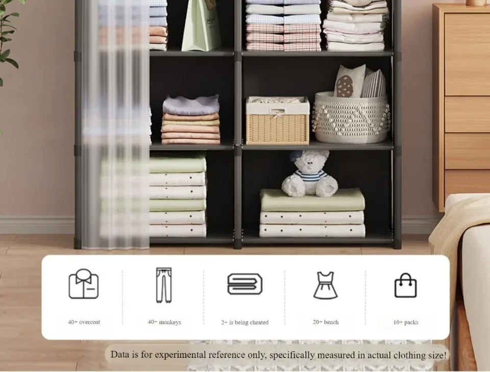 Description Picture 6 of item6/5 Layers Dustproof Wardrobe High Capacity Partition Book shelf Bedroom Open Simple Assembly Storage Cabinet ortable Furniture