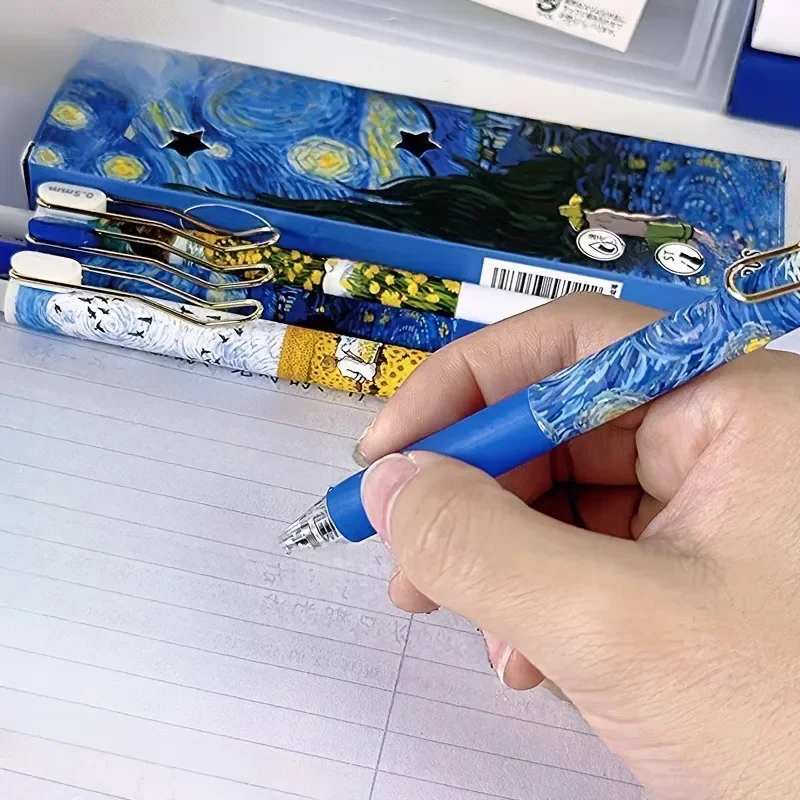 Set of 4 Retractable Gel Pens, Smooth 0.5mm Tips, Lightweight Blue Design—Perfect for School, Office, and Gifting