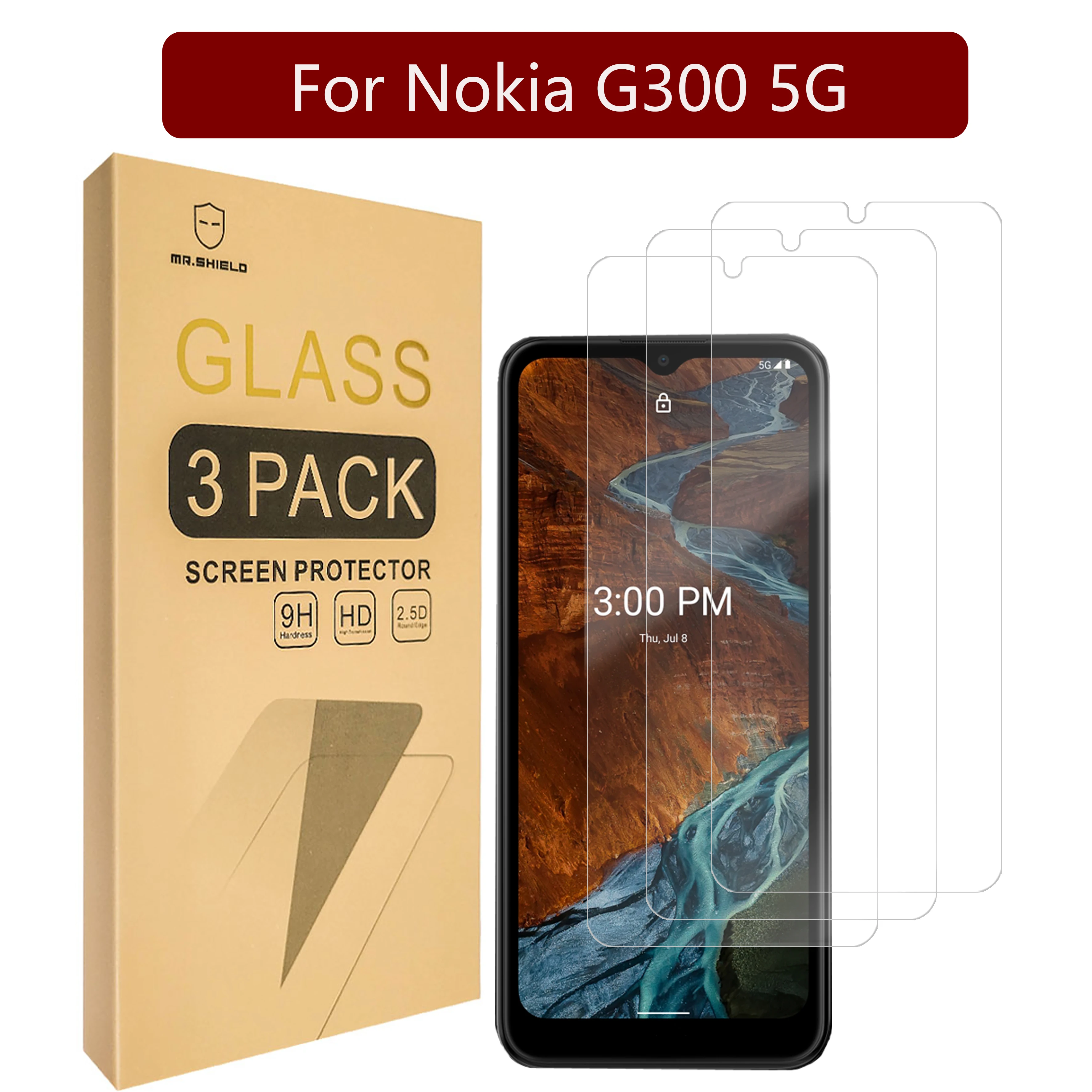 

Mr.Shield [3-Pack] Designed For Nokia G300 5G [Tempered Glass] [Japan Glass with 9H Hardness]