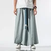 2023 Japanese Kimono Men Wide Leg Pants Joggers Retro Loose Trousers Man Yukata Style Linen Pants Big Crotch Nepal Robe Trousers 2