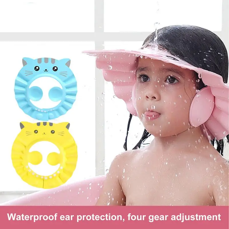 

Babies Shower Cap Adjustable Safe Shampoo Shower Bathing Bath Protect Soft Cap Shampoo Hat For Children Children's Bath Tool