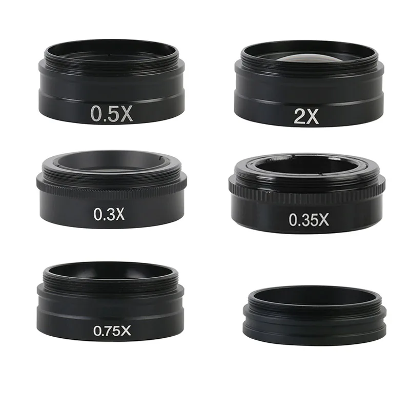 Objectif Auxiliaire Barlow Pour Microscope Vidéo Industriel - Grossissement 0.3x à 2x - Filetage 42 Mm C-mount - 6