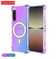 MagSafe Compatible Transparent Gradient Shockproof Airbag Case for Xperia 1 iii (Purple Blue)