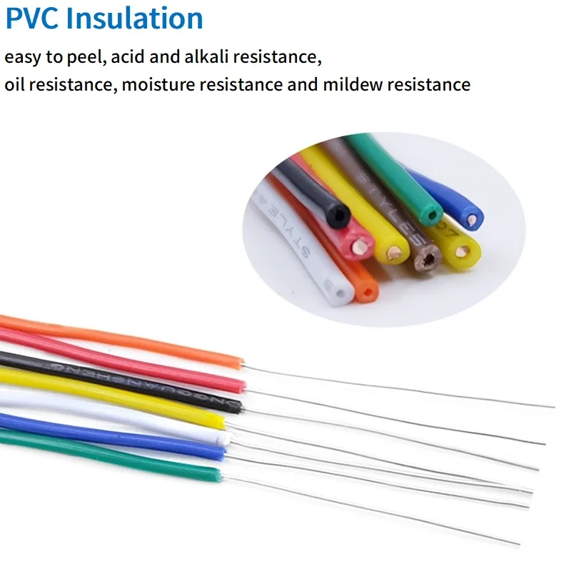 Fil de cuivre à noyau unique, isolation en PVC, étamage solide, ligne LED, équipement de bricolage, câble électrique, 26 AWG, 24 AWG, 22 AWG, 20 AWG, 18 AWG, 16 AWG, 14 AWG, 5 M, 20M