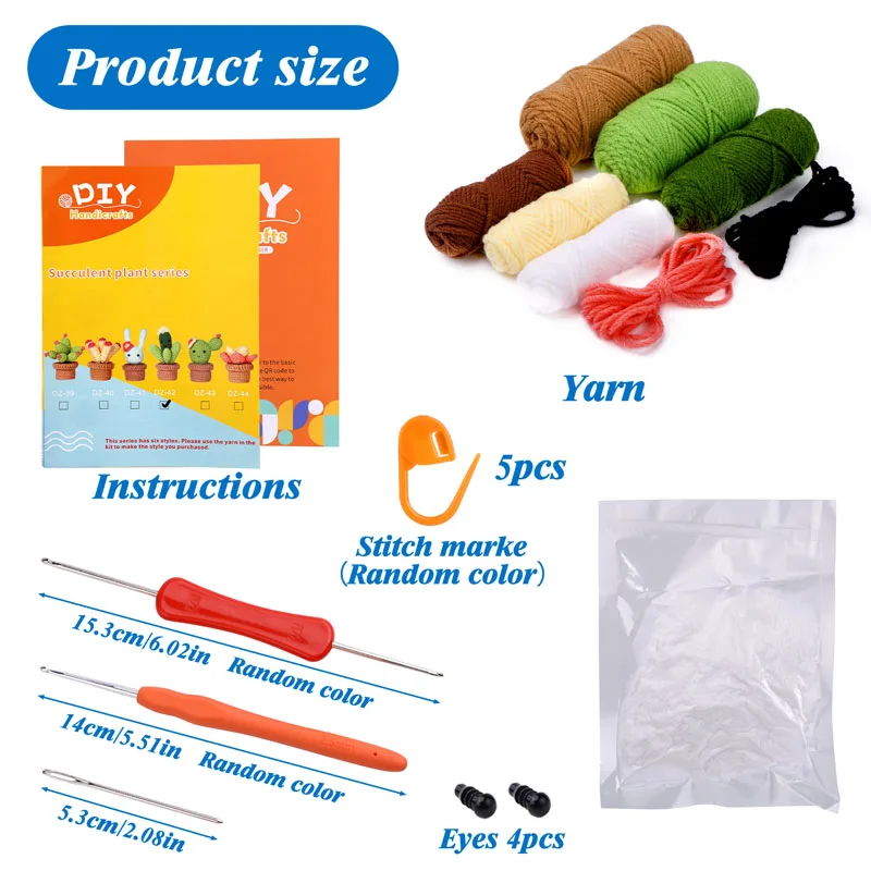 1 Set Complete Crochet Kit Desktop Decoration Potted Plant DIY with Video Tutorials for Beginners Adults crochet kit