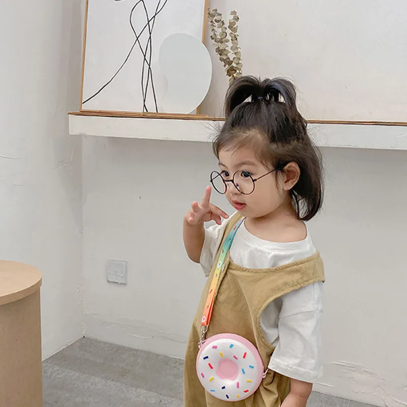 Cute Donut Girl Crossbody Bags Silicone Mini Snack Kids Travel Messenger Bags Zipper Single Shoulder Bags for Children 5