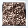 New 100% Real Silk Scarf For Woman Vintage Leopard Head Hair Scarfs Small Square Bandana Femme Office Neckerchief SD0201 3