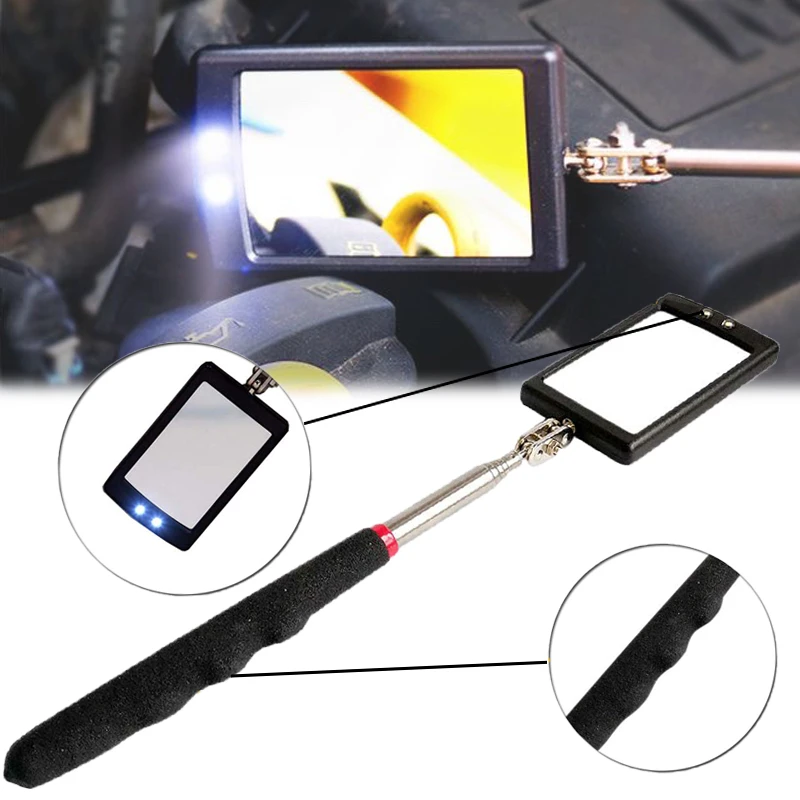 Led Lights Telescoping Inspection Mirror Flexible 360 Rotation Engine