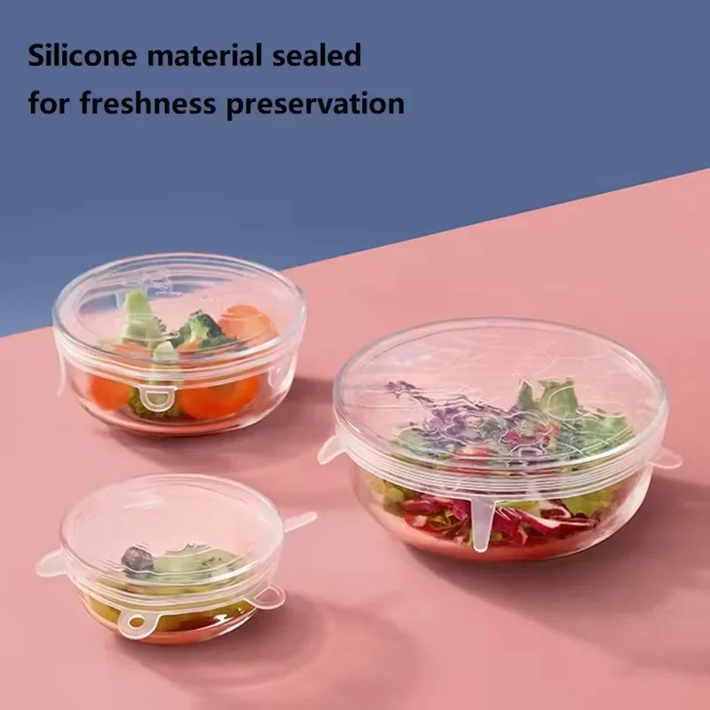 Description Picture 2 of item6PCS Multipurpose Bowl Cover Refrigerator Sealed Plastic Wrap Food-grade Silicone Cover Stretched Yogurt Cover Microwave Cover