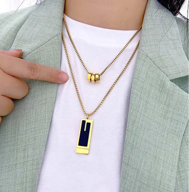 European and American Fashion Sense Sweater Chain Autumn and Winter Jewelry Long Titanium Steel Necklace Sweatshirt Chain Women