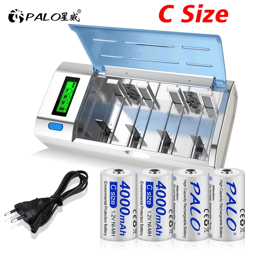 PALO R14 C Cell battery C size rechargeable battery 4000mAh 1.2V NIMH ...