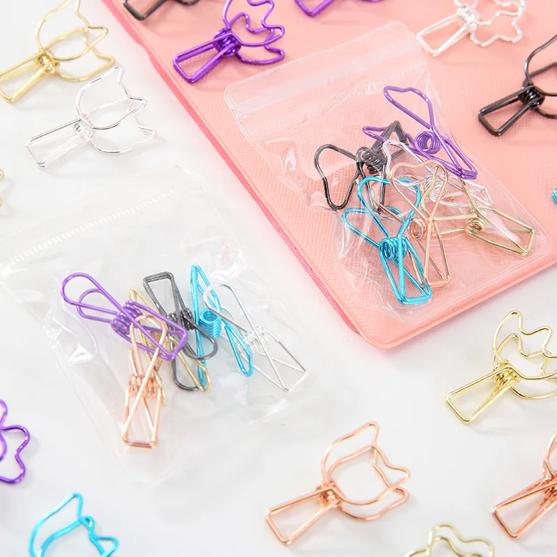 Cute Kawaii Photo Decorative Metal Quality Binder Paper Clips Desk Office Accessories School Supplies 6PCs/Set paper clips binder clips