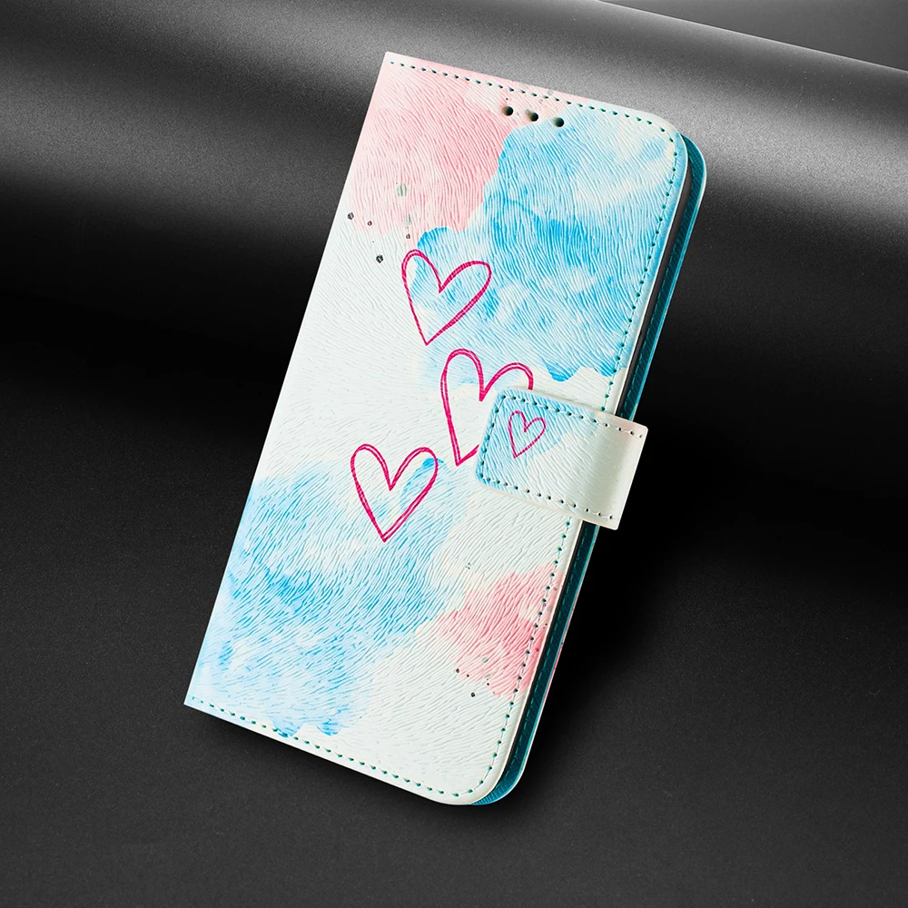 Vibrant Illustrated Shockproof Flip Phone Wallet Case