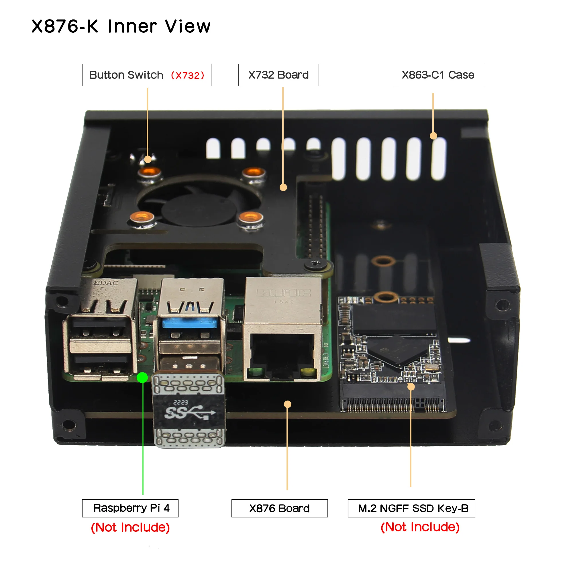 Raspberry Pi M.2 NVME SATA SSD Shield / X876 Storage