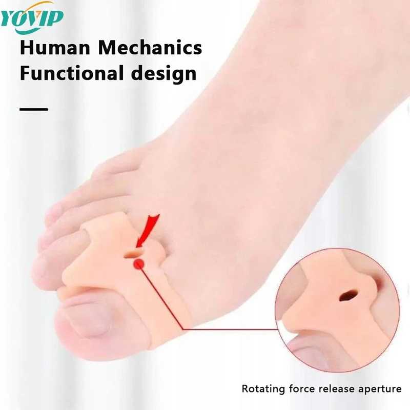 

2PCS Silicone Gel Double Ring Thumb Corrector Bunion Foot Toe Hallux Valgus Protector Separator Finger Straightener Adjuster