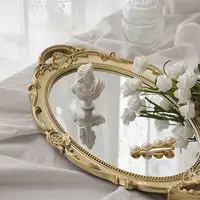 European Style Retro Vanity Mirror Tray Dressing Table Jewelry Cosmetic Perfume Storage Tray Decoration Display Home Ornament 1