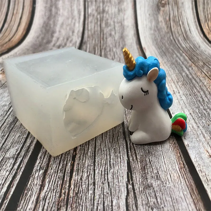 

3D стереоскопическая форма из жидкого силикона в виде единорога, пластырь, капли, помадка, торт, топ, шоколадное украшение, кухонные аксессуары для выпечки, инструмент