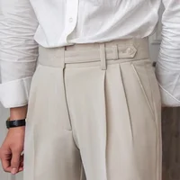 Casual Anti-Wrinkle Korean Style Men's Pants Spring Autumn Vintage Naples Trendy Versatile Long Trousers for Commuting