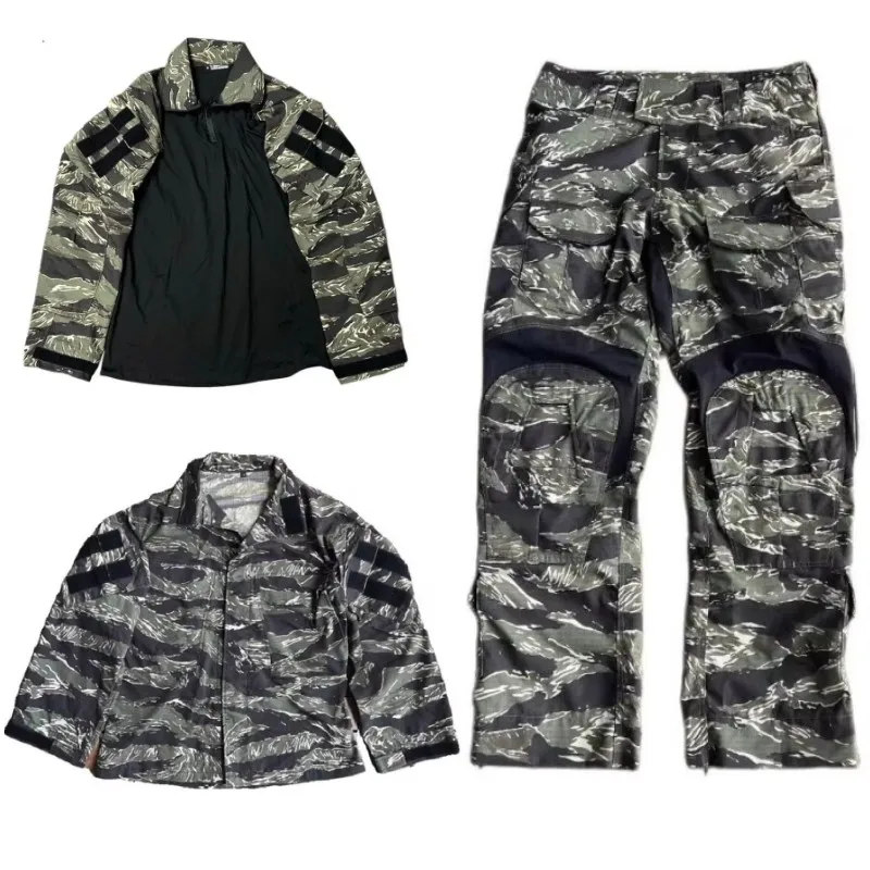 Tactical Suit Combat Uniform Outdoor Sports Training Combat Suit GEN3 Long Sleeved Green Tiger Spot Camouflage Clothing