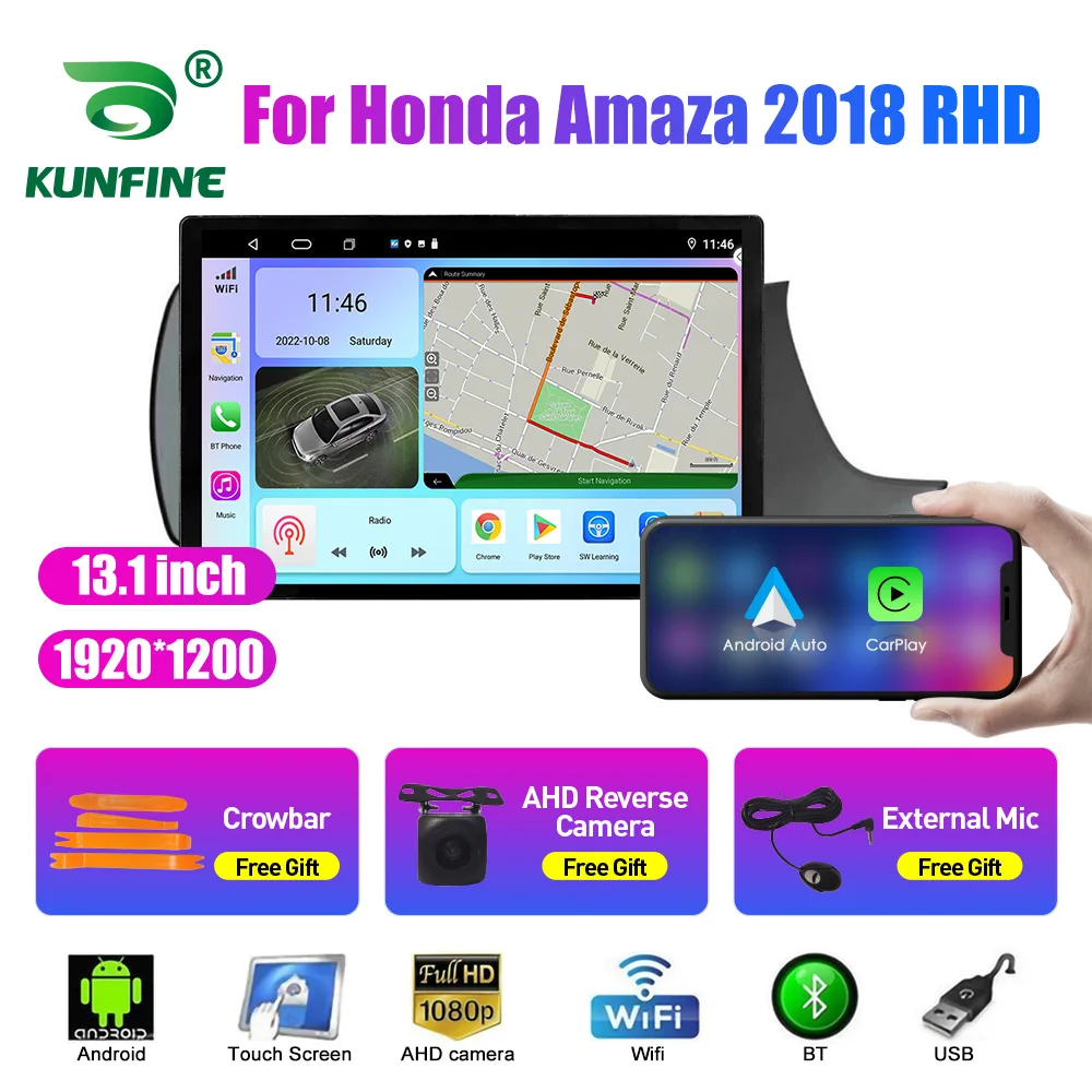

13.1 inch Car Radio For Honda Amaza 2018 RHD Car DVD GPS Navigation Stereo Carplay 2 Din Central Multimedia Android Auto