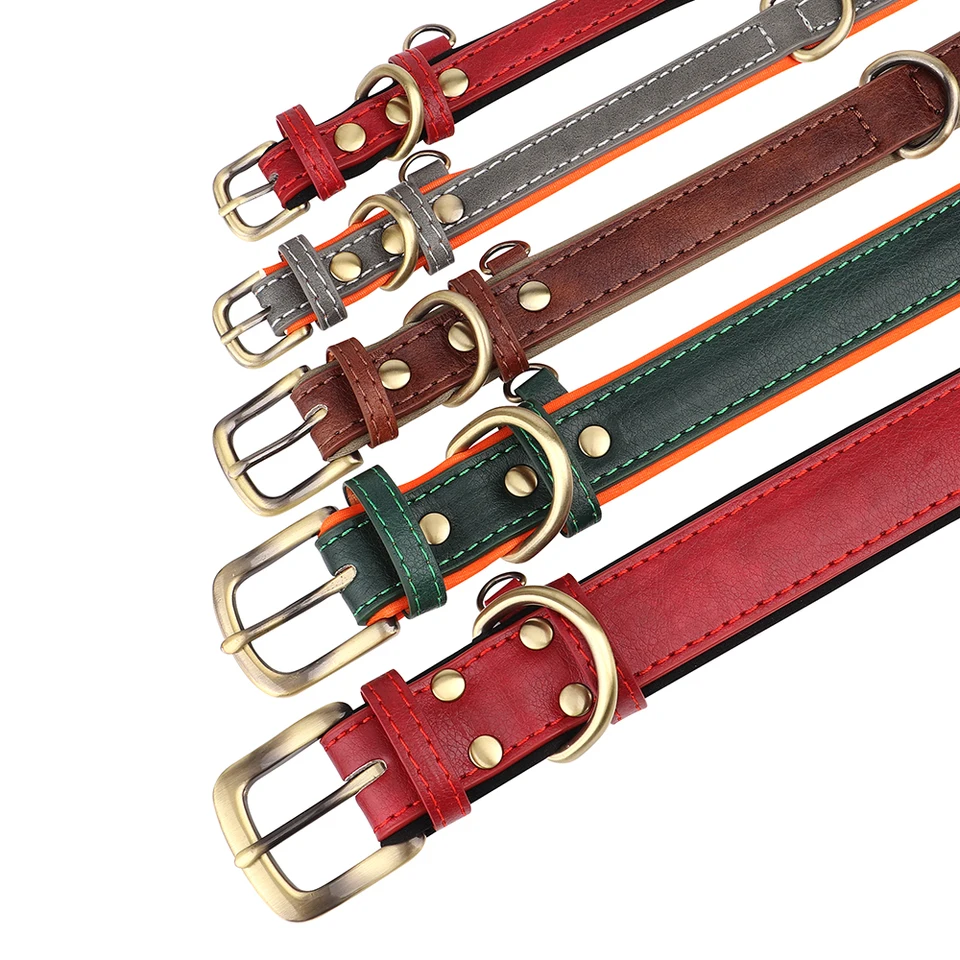 Custom Engraved PU Leather Dog Collar Adjustable