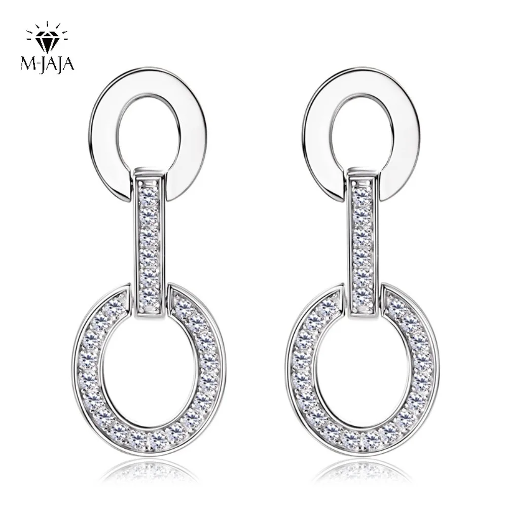 

1.5mm Moissanite Drop Stud Earrings for Women D Color Round Cut 925 Silver Certified Original Link Chain Earrings Fine Jewelry