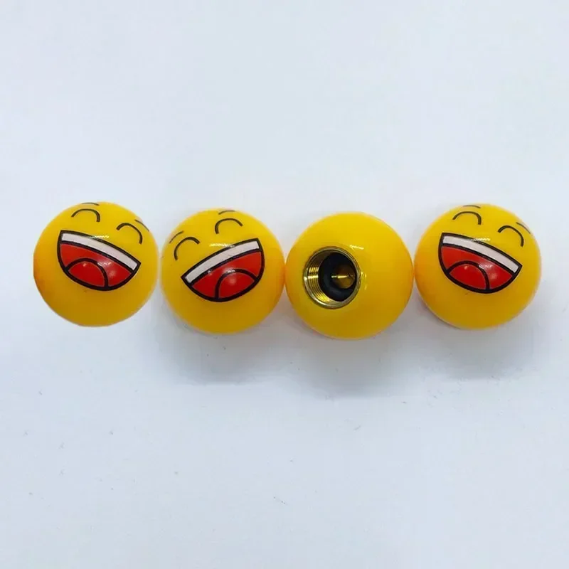 Aluminum Smiley Face Tire Valve Stem Caps - Set of 4