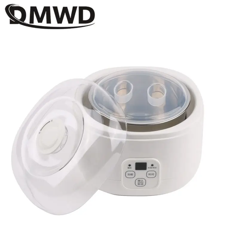 DMWD 1L Smart Electric Yogurt Maker Natto Rice Wine Machine Automatic Fermentation Stainless Steel Liner With 4 ceramic liners 3