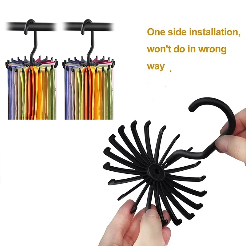 Plastic Portable Tie Rack For Closets Rotating Ties Hook Holder Belt Scarves Hanger For Men Women Clothing Organizer tie hanger