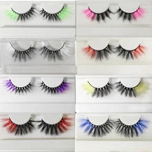

1Pair Color Lash Strips Black and Whit Natural Long 13-20 mm Vendor False Eyelashes Pink Red Yellow Colored Lashes Valentine
