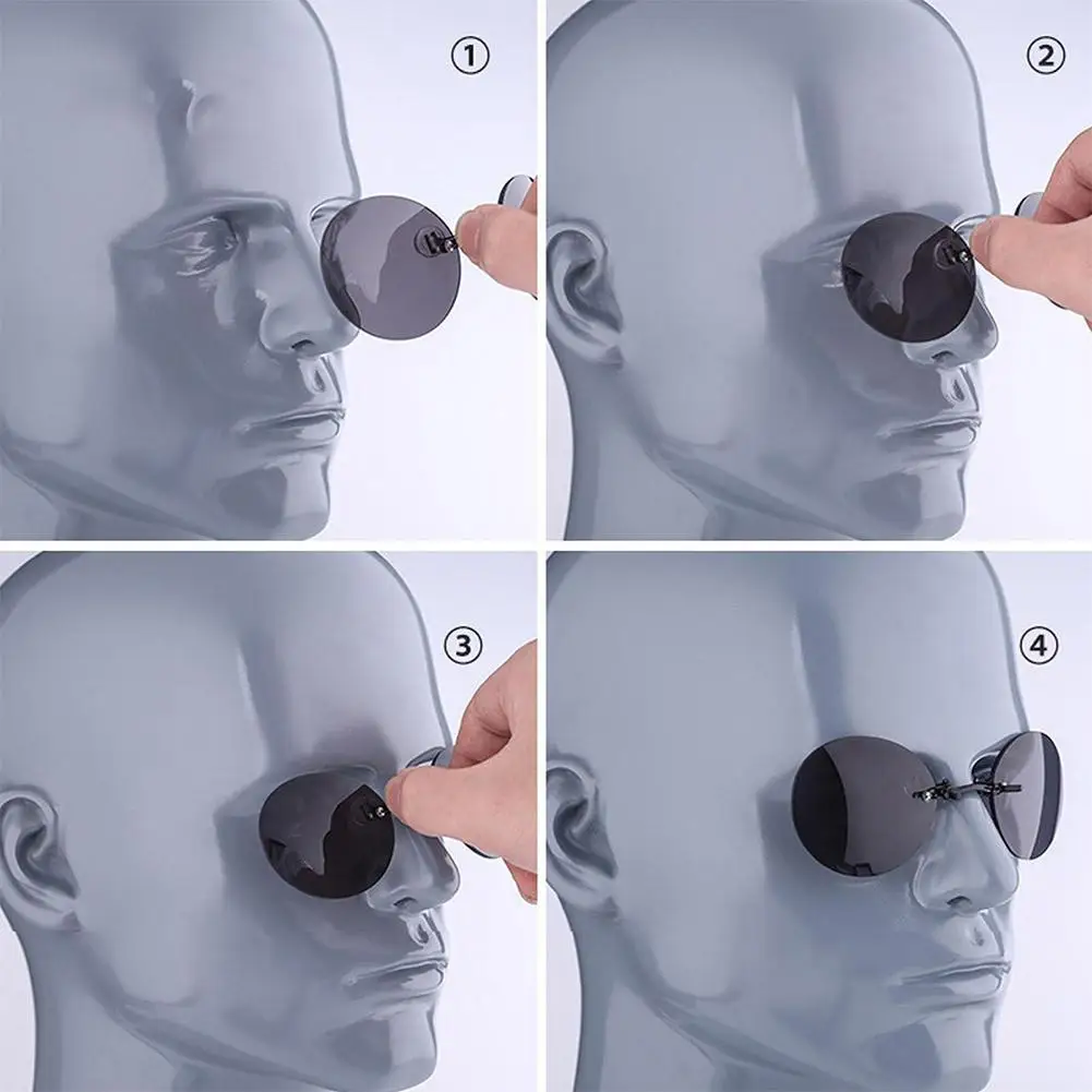 Sleek Rimless Clip-On Punk Sunglasses