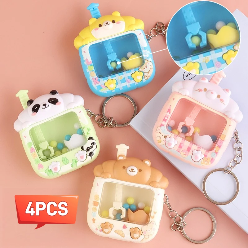 4er-Set Cartoon Mini-Panda & Shiba Inu Greifautomaten-Spielzeug Schlüsselanhänger Gacha-Maschinen-Anhänger