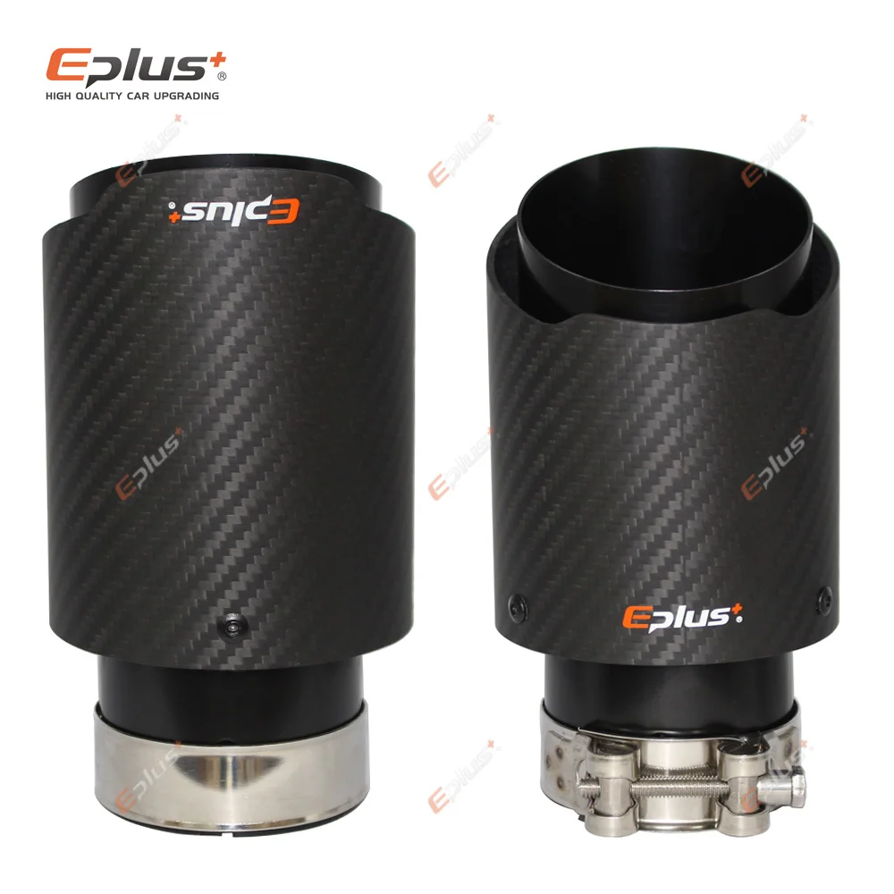 EPLUS Car Matte Carbon Fiber Muffler Tip Exhaust System Pipe Mufflers