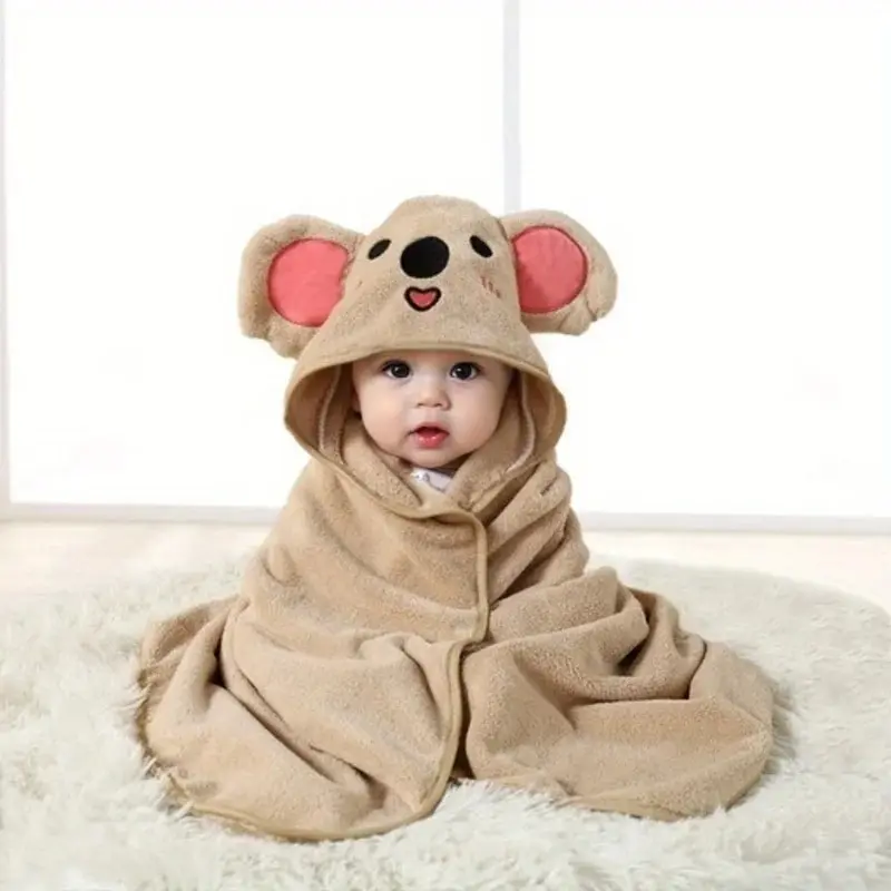 1-Piece Baby Towel Unisex Absorbent Fast Soft Hood Coral Fleece Warm Baby Bathrobe Nightgown Quilt Wrapped Bathroom