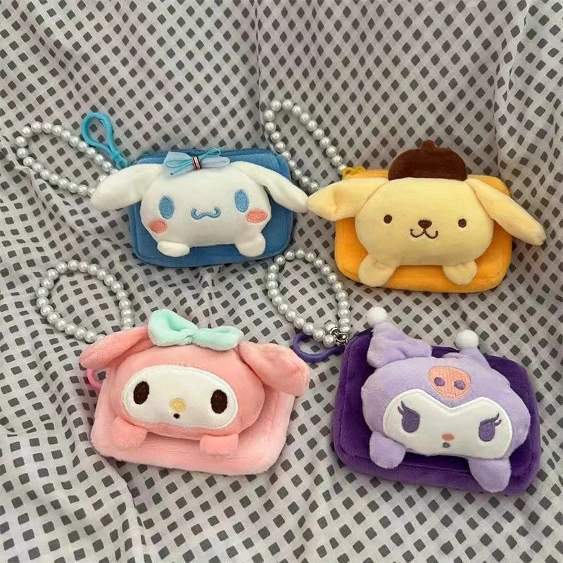 Plush toys plush coin purse Kawaii Sanrio Wallet My Melody Kuromi Coin Purse Cute Cinnamoroll Soft Stuffed Bag Children Plush Purse Girls Card Wallets Gifts