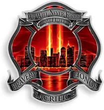 

Erazor Bits First Responder Reflective Decals We Will Never Forget 9/11 Sticker Fireman Bravery Honor and Sacrifice Car Decor