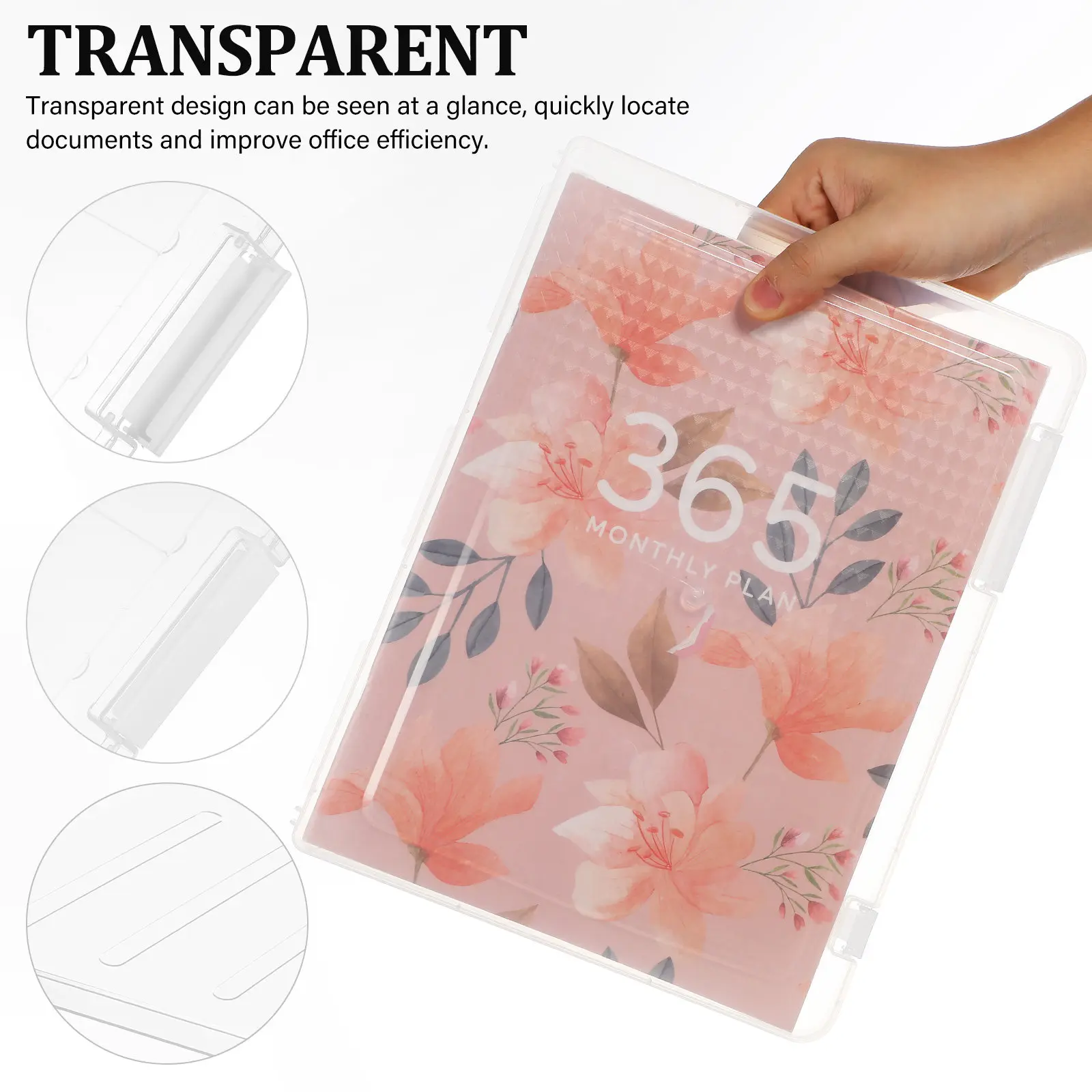6Pcs 투명 플라스틱 문서 홀더 A4 클리어 파일 주최자 상자 뚜껑 종이 보관 사무실 학교 홈 문서 주최자