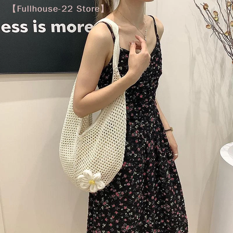 【MAX-22】Out Weave Knitted Bag Bohemian Style Beach Handbag Casual Knitted Wicker Woven Ladies Handmade Beach Tote Bag 3