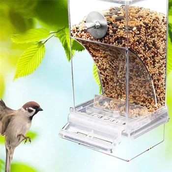 No Mess Bird Feeders Automatic Parrot Feeder Drinker Acrylic Seed Food Container Cage Accessories For Small And Medium Parakeets 3