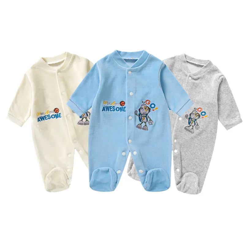 Baby Rompers Boys Girls Bodysuits Newborn Baby Footies Cartoon Pattern Soild Jumpsuit Breasted Clothes 0-9 Months Toddler baby jumpsuit