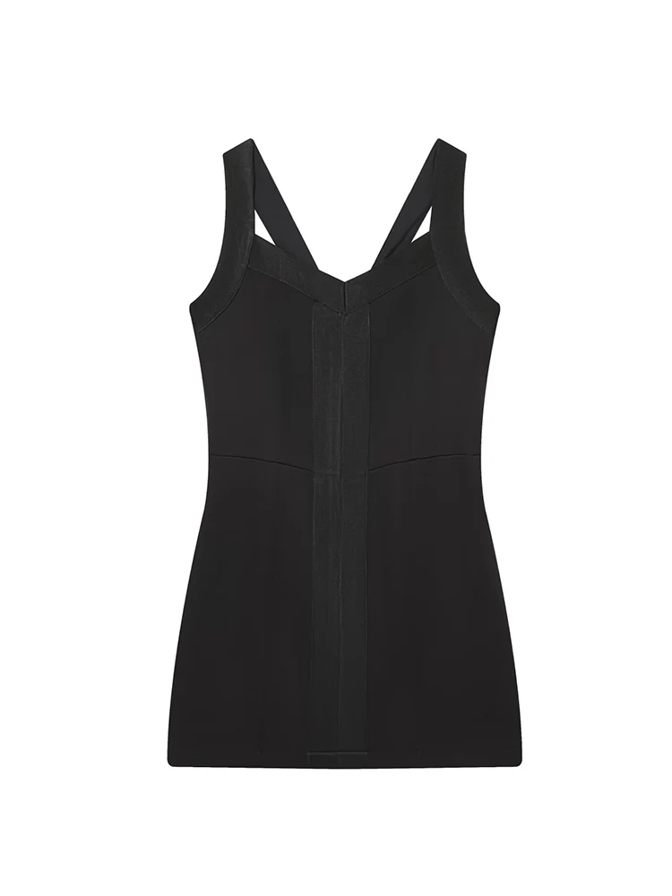 Summer Women Fashion Short Dress Sexy Slim Back Zip Sleeveless Backless Sling V-Neck Mini Dress Chic Ladies Party Outfit