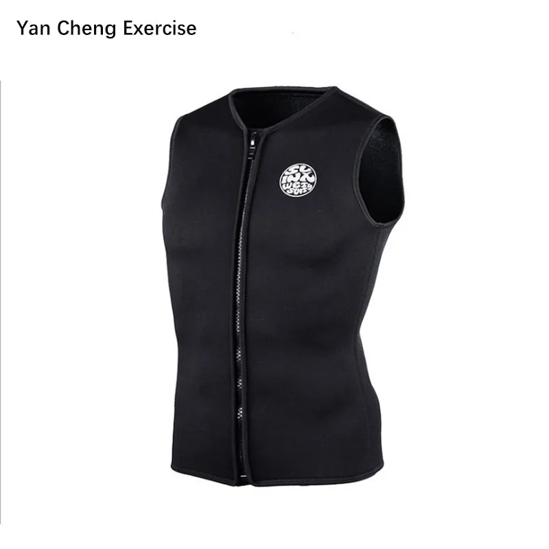 Neoprene Diving Vest With Towel Lining  Thermal Wetsuit Sleeveless Front Zip for Men Surfing Drifting Scuba Vest 3mm S-5XL