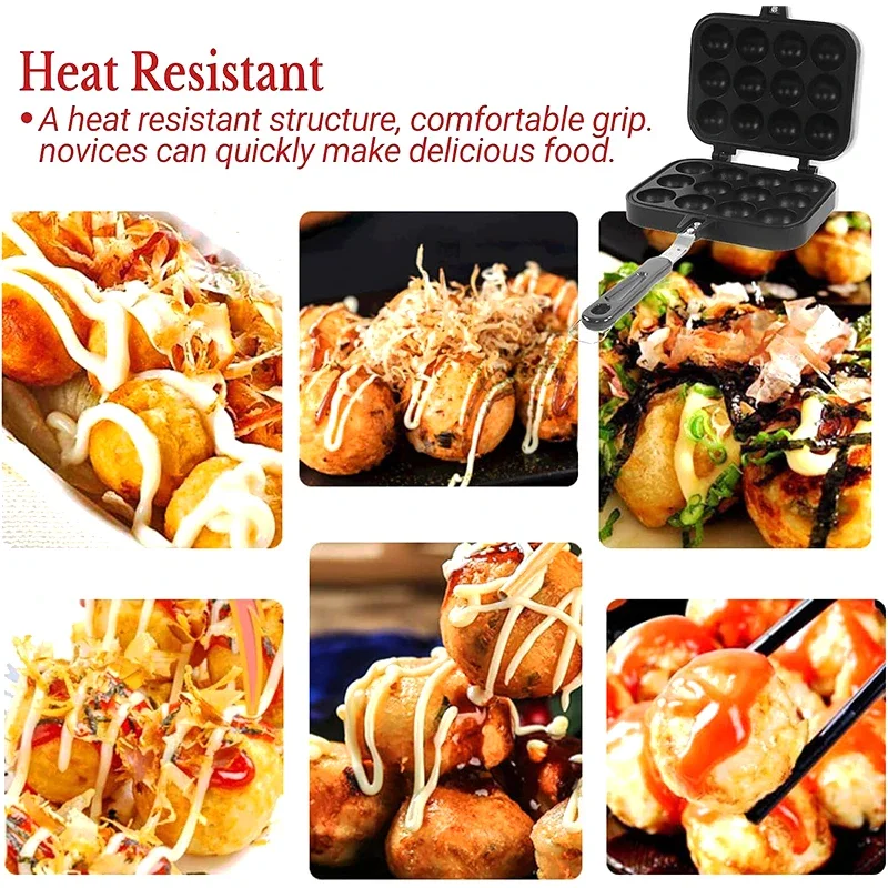 Padella Per Takoyaki E Aebleskiver - 12 Cavità Antiaderente In Alluminio, Per Polpette E Pancake Rotondi - Foto 12