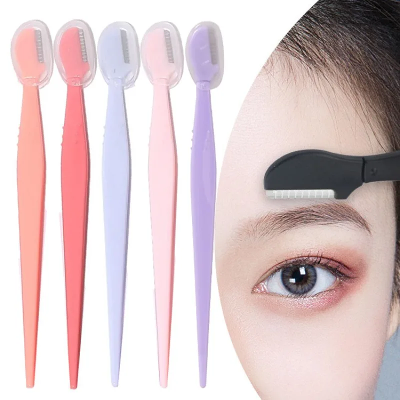 Straight Handle Round Head Eyebrow Trimmer Beauty Tools Beginner Anti-scratch Eyebrow Trimmer Razor 2/3/5Pcs