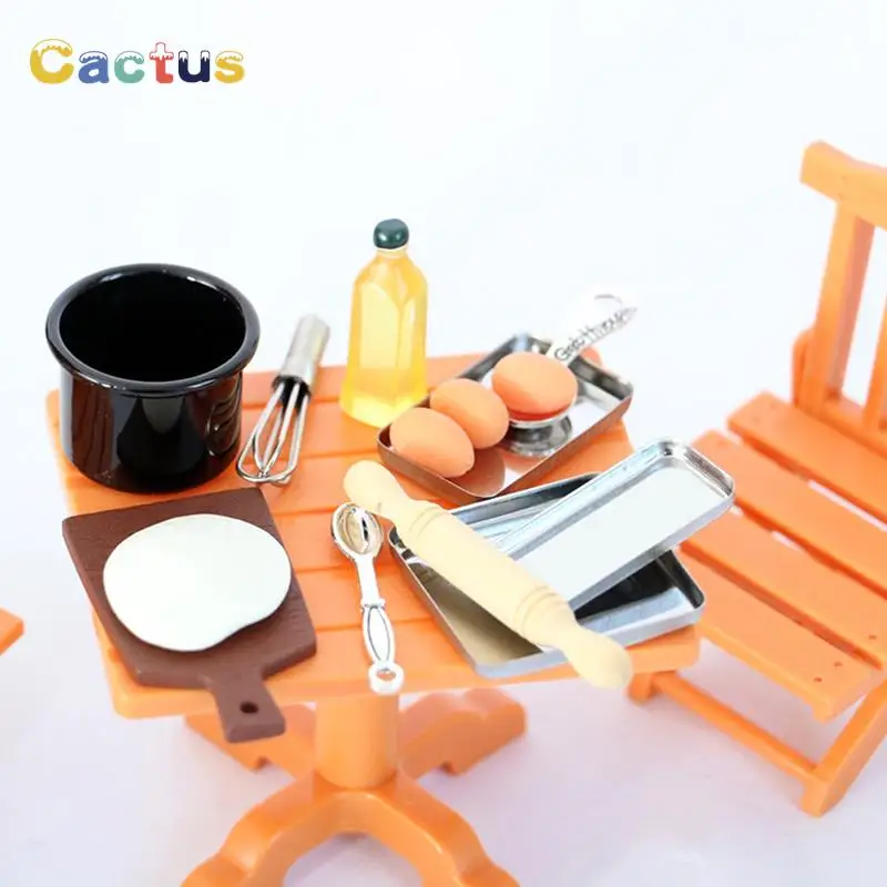 1Set 1/12 Dollhouse Miniature Items Kitchen Utensils Cooking Baking Set Model Rolling Pin Baking Tray DIY Doll House Accessories pretend kitchen toys kitchen toys doll house toys dollhouse furniture set